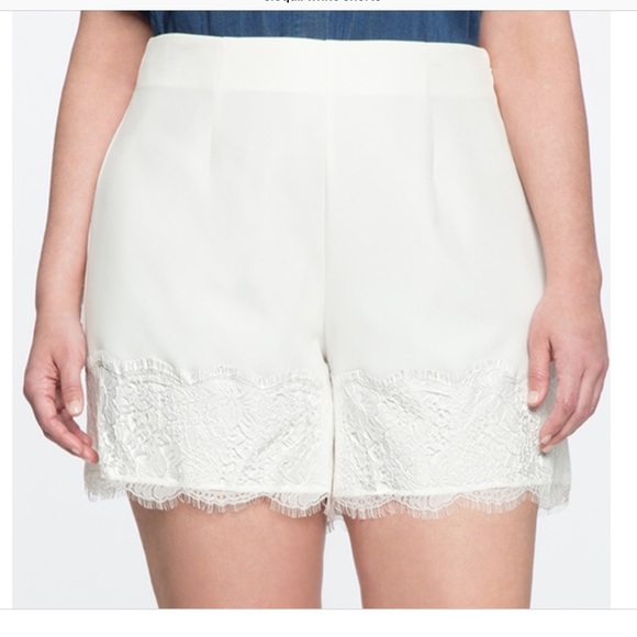 Eloquii Pants - Like New Eloquii white lace trim shorts sz 22